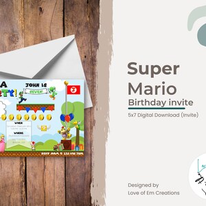 Super Mario Birthday Invitation - Digital Download