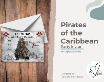 Pirates of the Caribbean Birthday Invitation - Digital Download