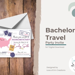 Travel Bachelorette Party Invitation - Digital Download