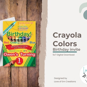 Crayola Birthday Invitation - Digital Download