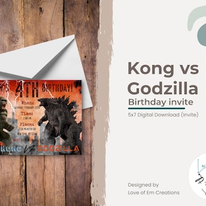 Invitation d'anniversaire de King Kong Godzilla