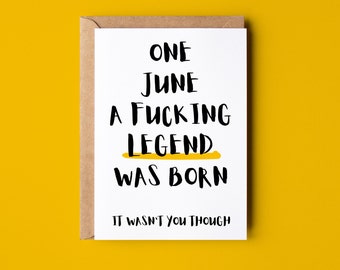 Funny birthday card, June Birthday card, Card for Son Daughter Husband Friend