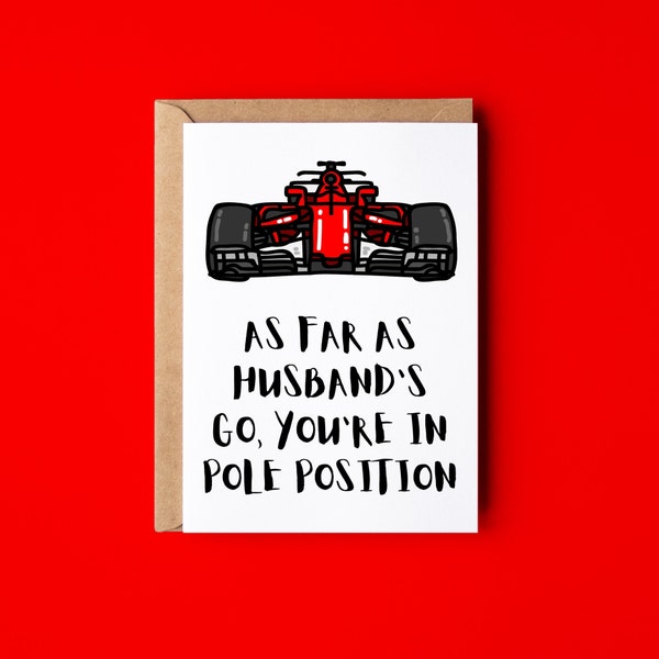 Racing Car Happy Birthday Card For Husband, Card For Him, Best Husband, Partner Greetings Card, Husband Birthday Gift