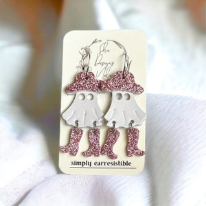 Sparkly Pink cute ghost 👻 glitter keychain
