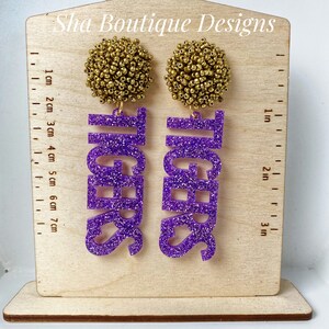 LSU Crystal Earrings - Officially Licensed Pierced Earrings With Semi-Cloisonn?? Design