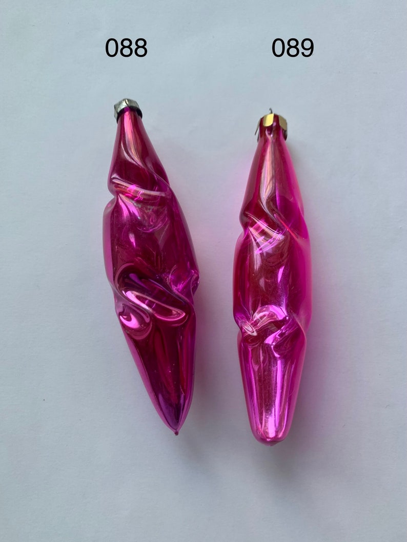 Pink/Purple Glass Icicles Vintage Christmas Decorations/Ornaments image 3