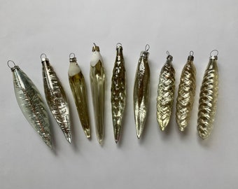 Gold Glass Icicles - Vintage Christmas Decorations/Ornaments