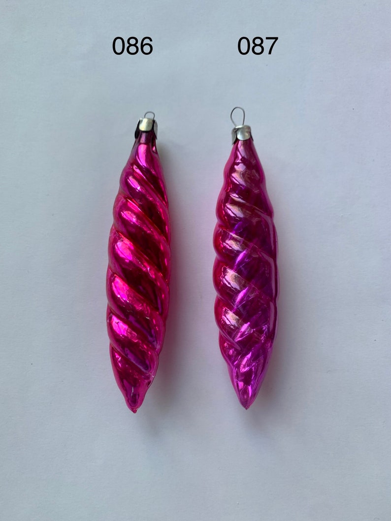 Pink/Purple Glass Icicles Vintage Christmas Decorations/Ornaments image 2
