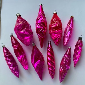 Pink/Purple Glass Icicles Vintage Christmas Decorations/Ornaments image 8