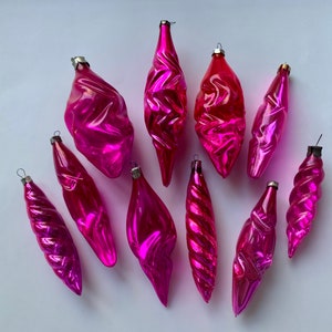Pink/Purple Glass Icicles Vintage Christmas Decorations/Ornaments image 1