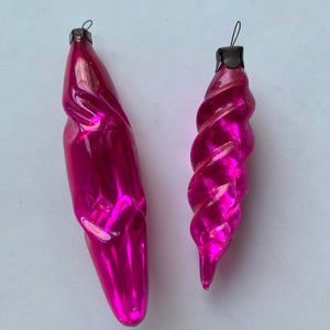 Pink/Purple Glass Icicles Vintage Christmas Decorations/Ornaments image 6