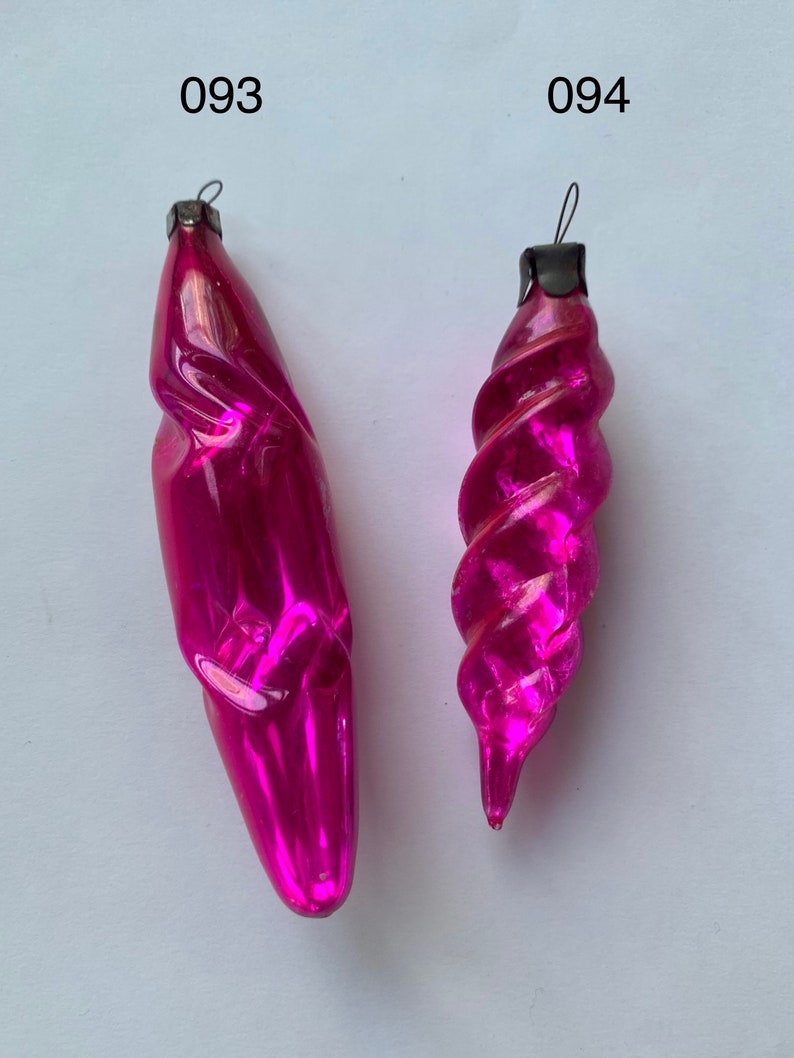 Pink/Purple Glass Icicles Vintage Christmas Decorations/Ornaments image 6