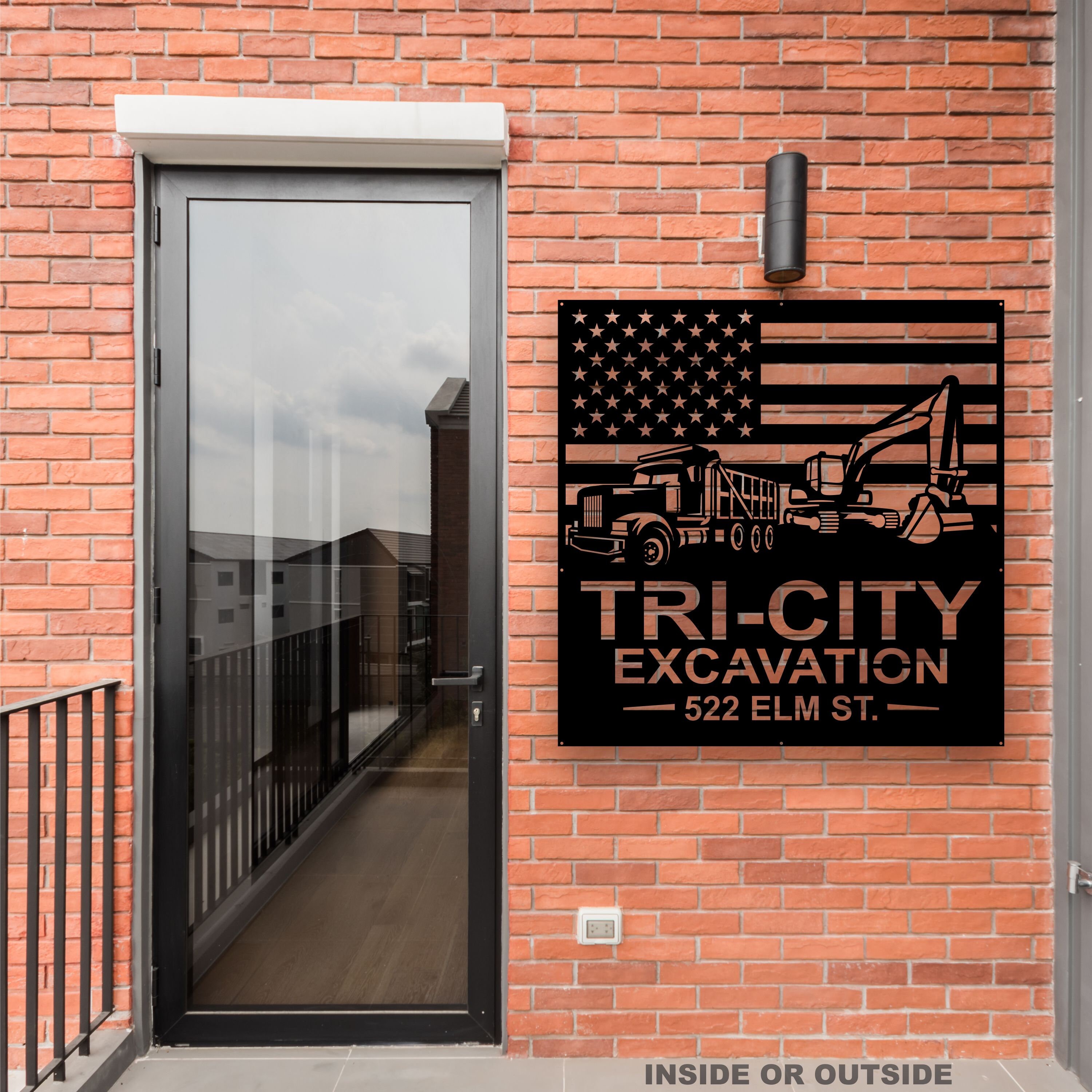 Sign 2756 Excavator - Dump Truck - Metal Monogram Sign - American Flag - Free ...