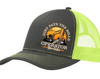 Dirt Pays the Bills - Excavator - Mesh Back - Snapback Hat- Free Shipping