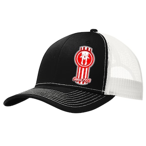 May include: Black and white trucker hat with a red and white logo featuring a stylized tractor and the text "Since 1923".