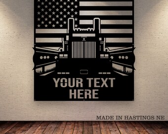 Trucker Metal Monogram Sign - Western Star - American Flag - Country Road - Free Shipping