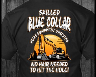 Camiseta de operador de equipo pesado de cuello azul calificado que no necesita cabello para excavadora