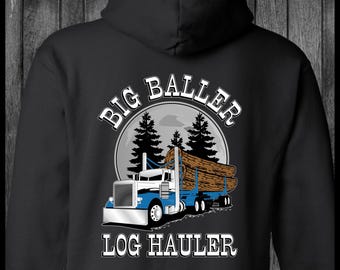 Big Baller Log Hauler Peterbilt Trucker Premium eco-hoodie