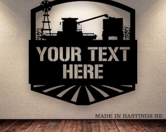 Combine Harvester Corn Farm Monogram Sign - Free Shipping