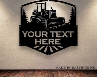 Bull Dozer -  Metal Monogram Sign - Free Shipping