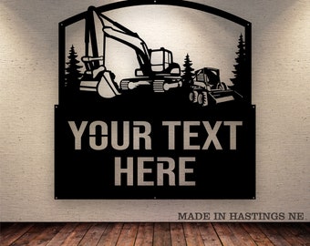 Excavator - Skid Steer - Metal Monogram Sign - Free Shipping