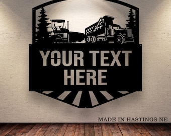 Asphalt Paver - Dump Truck -  Metal Monogram Sign - Free Shipping