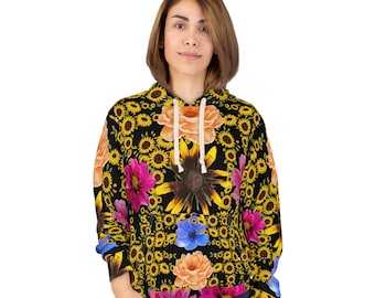 Mehrfarbiger Unisex Hoodie mit Blumenmuster