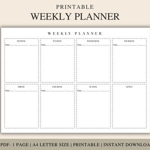 Minimalist Weekly Planner Printable: Simple A4 Organizer (Digital PDF)
