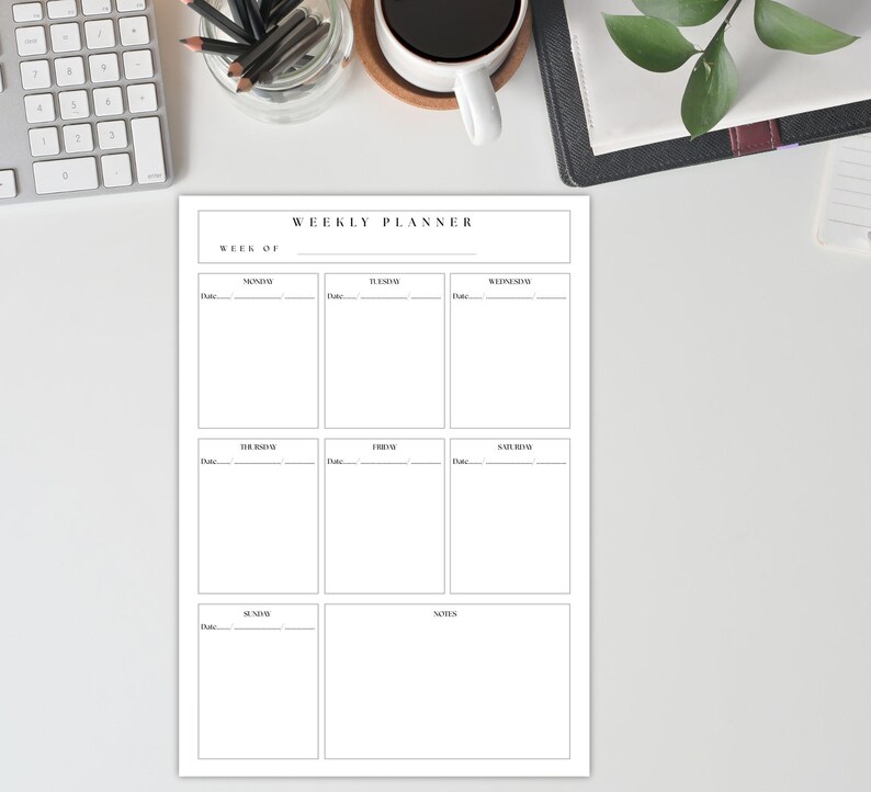 Minimalist Weekly Planner PDF | A4 Vertical Printable Undated Planner ...