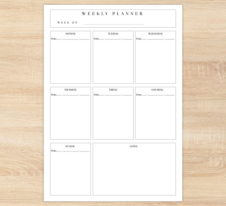 Minimalist Weekly Planner PDF | A4 Vertical Printable Undated Planner ...