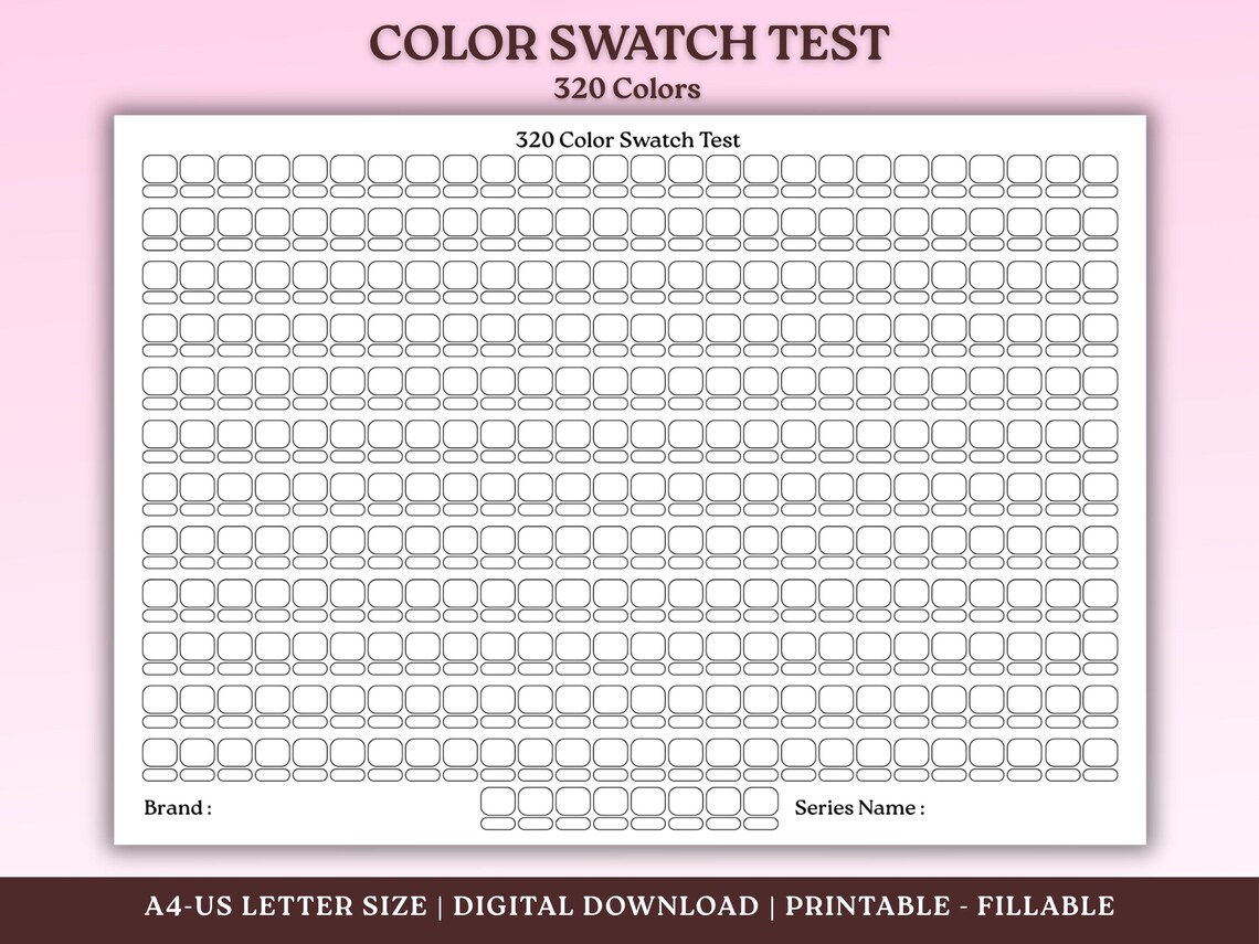 Color Swatch Test Color Swatch Test Chart Bundle | Fillable Printable PDF for Artists ...