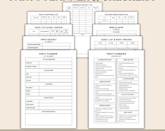 Printable Party Planner: Event Planning Checklist, Guest List (Digital Download)