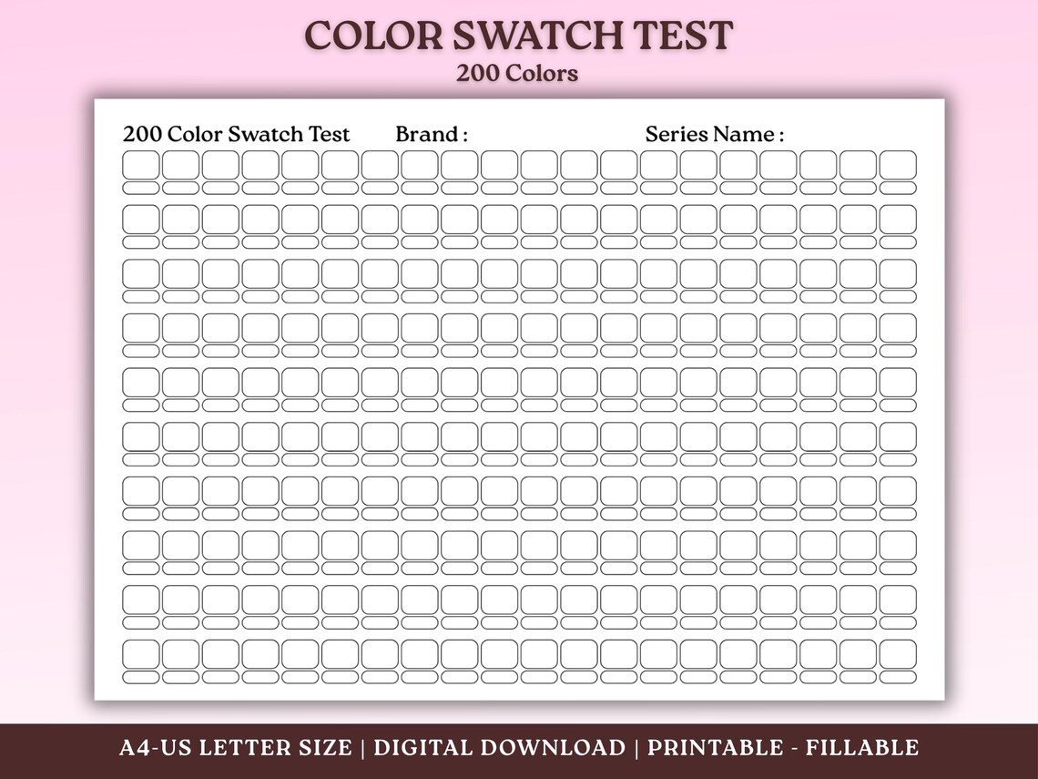 Color Swatch Test Color Swatch Test Chart Bundle | Fillable Printable PDF for Artists ...