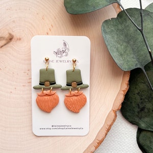 Leprechaun Hat & Beard Dangle Earrings: Handmade Polymer Clay
