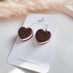 Heart Ice Cream Sandwiches Earrings | Polymer Clay Earrings | Food Clay Earrings | Valentine Earrings | Unique Earrings | Hypoallergenic