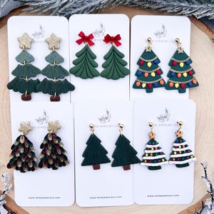 Handmade Christmas Tree Polymer Clay Earrings