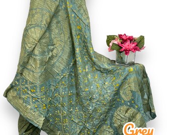 Graue Bandhani-Seiden-Dupatta