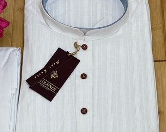 White cotton kurta pajaama set