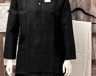Black cotton kurta pajaama set - Size 40