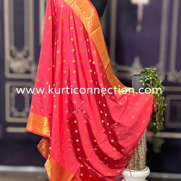 Et9030 silk dupatta | dark peach dupatta