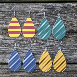 Wizard School Teardrop Earrings, Faux Leather Earrings, Teardrop Earrings, Wizard School Earrings