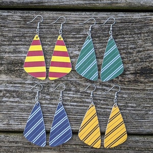 Wizard School Asymmetrical Triangle Earrings, Faux Leather Earrings, Wizard School Earrings