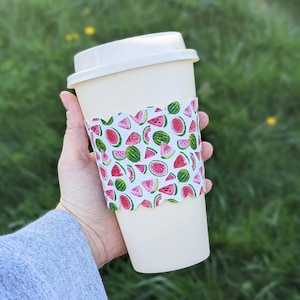 Scalloped Cup Sleeve, Reusable Cup Sleeve, Faux Leather Cup Sleeve, Coffee Sleeve
