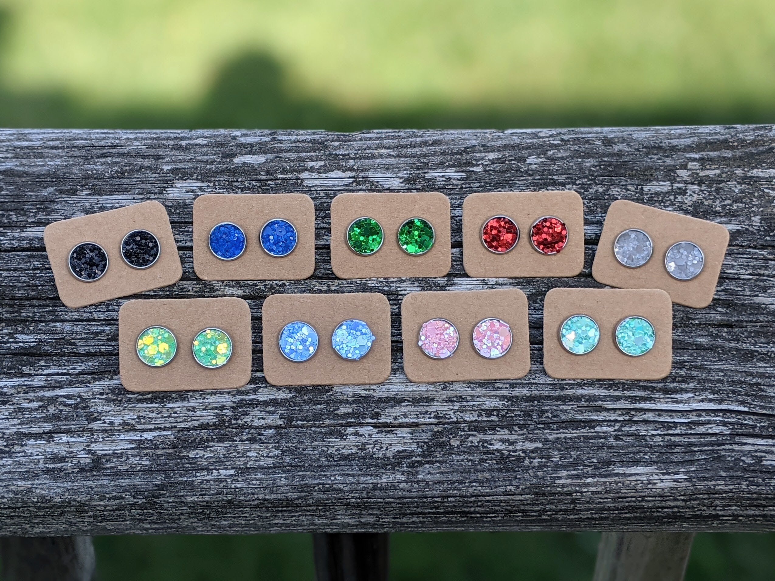 Faux Leather Studs 10 Mm Stud Earrings Stud Earrings Glitter