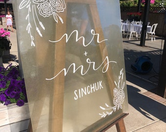 Glass Handwritten Wedding Sign