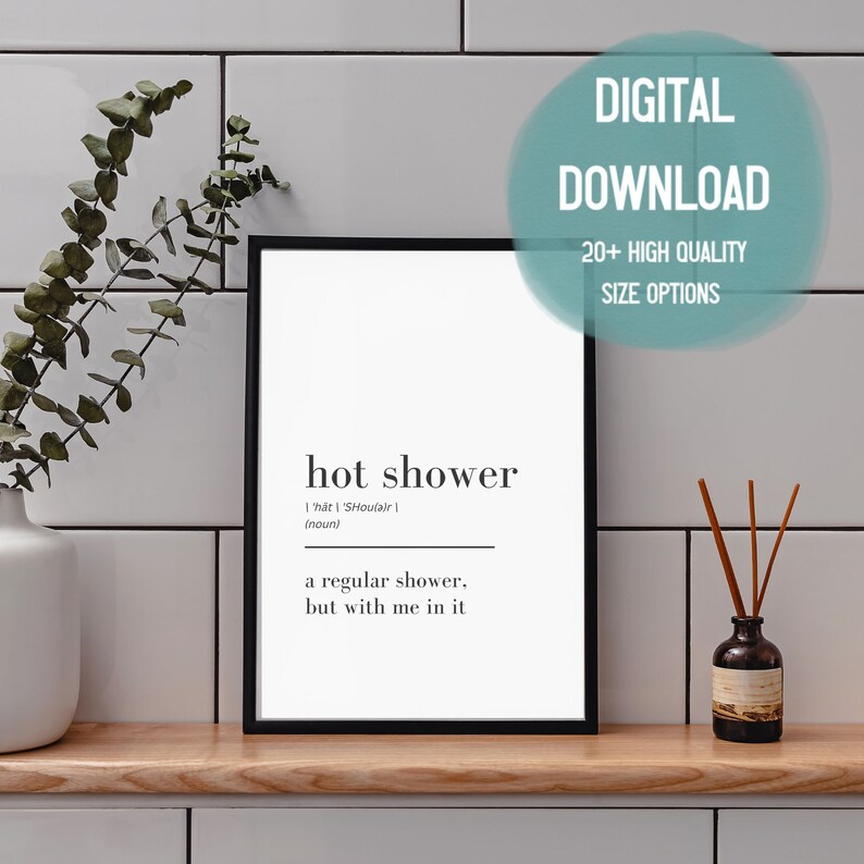 Hot Shower Definition Printable Wall Art Fun Minimalist Etsy