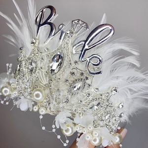 Bride to be deluxe hair crown, hen party, silver bride to be embellished crown