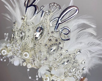 Bride to be deluxe hair crown, hen party, silver bride to be embellished crown