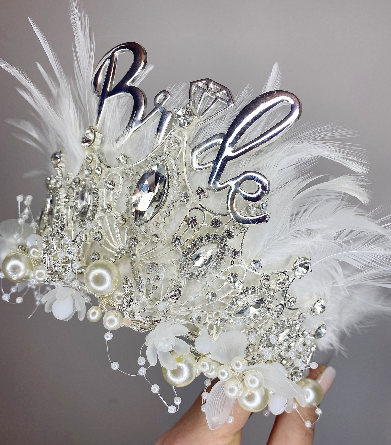 Bride to Be Deluxe Hair Crown Hen Party Silver Bride to Be Etsy