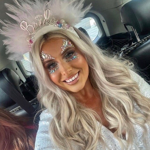 Serre-tête à plumes pour la future mariée, couronne de cheveux pour la mariée, EVJF, EVJF glamour, cortège nuptiale